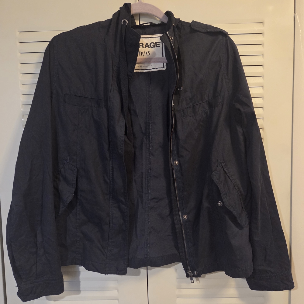 Garage Navy Utility Jacket Lightweight Stand-Up Collar